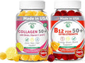 Lunakai USA Made Collagen &amp B12 Gummies Bundle for Adults 50+ Supports Skin Hair Joint Health &amp Energy Non-GMO Delicious Lemon &amp Orange Flavors 60ct Each