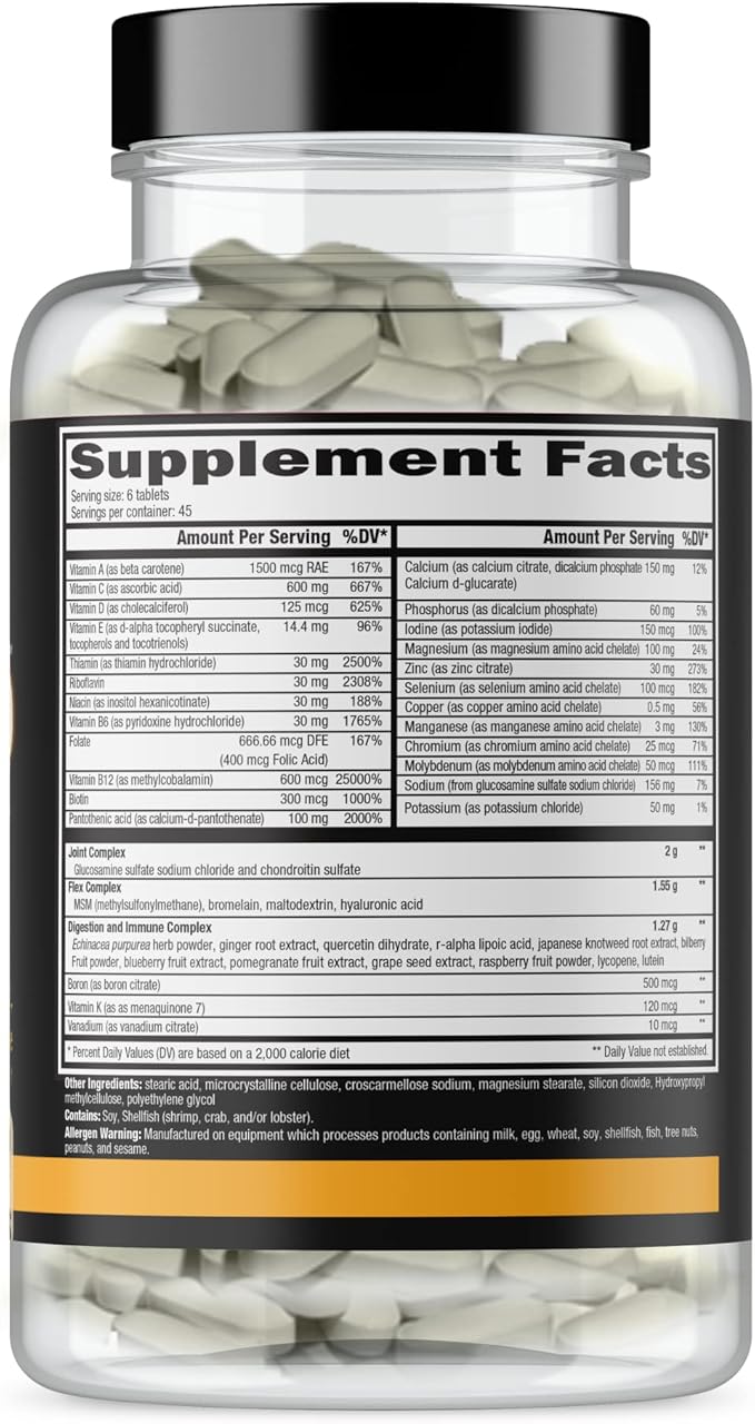 CONTROLLED LABS Orange Triad Daily Multivitamin Iron Free Sports Supplement for Workout Digestion Immune and Joints 45 serv - Tablets (270 Count (Pack of 1))