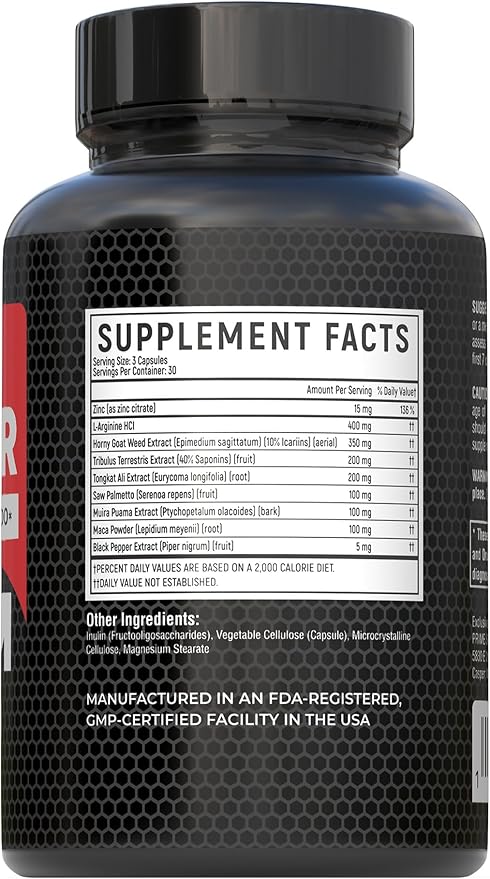 Premium Male Enhancement Fast Acting Blood Flow Support | Supports Performance Firmness Stamina &amp Desire | 9 in 1 High-Impact Dosage | Cali Manufactured 3rd Party Tested – 90 Caps