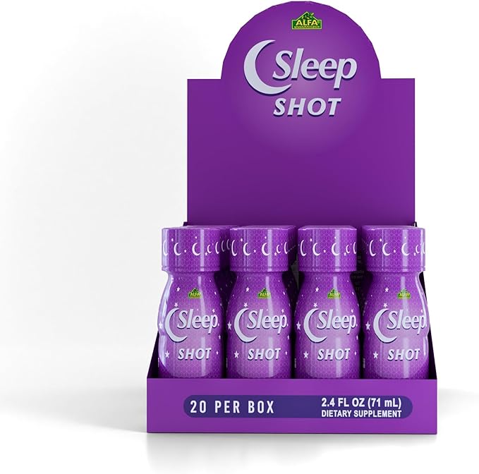 Sleep Shot by Alfa Vitamins - Contains 10 MG of Melatonin Vitamin B6 L-Theanine for Healthy Sleep &amp Night time Routine- 2.5oz Shot Bottle - 20 Pack