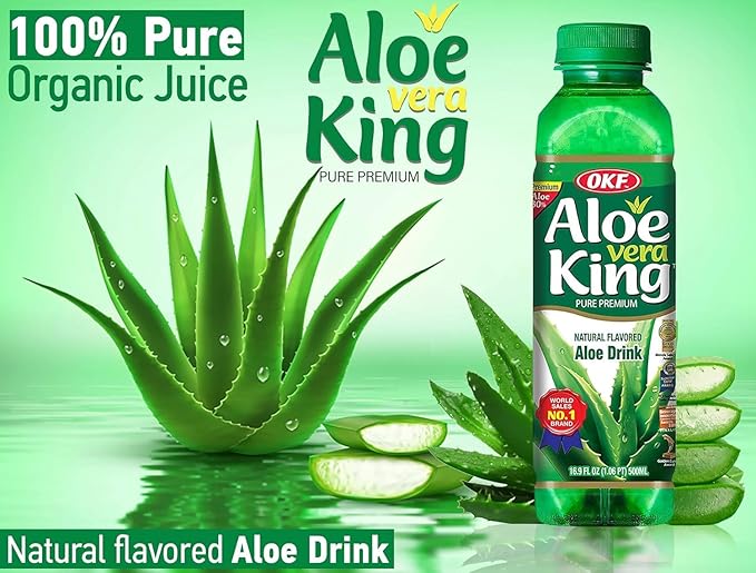 OKF Aloe Vera King Drink Flavors includes Coco Original Grape Mango Pineapple Watermelon Pomegranate Gold Kiwi Peach and Strawberry (10 flavor variety pack 10)