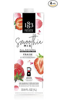 1883 Maison Routin French Strawberry Smoothie Mix No-Sugar-Added 100% Fruit Juice Vegan Gluten-Free 4 Pack 1 Liter