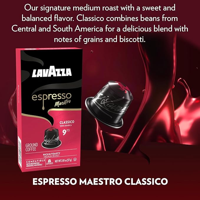 Lavazza Espresso Capsules Compatible with Nespresso Original Machines Variety Pack 10 Count (Pack of 6)