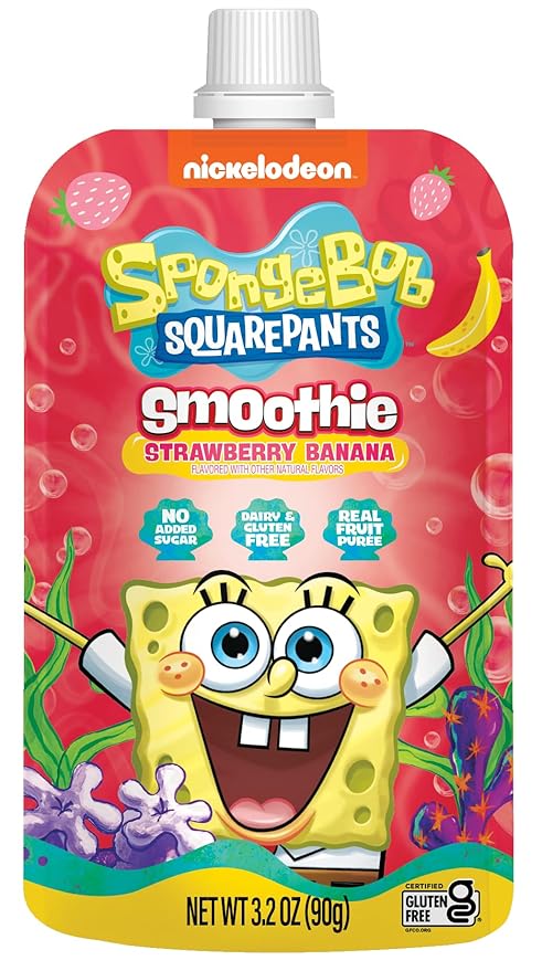 SpongeBob Squarepants Strawberry Banana Bliss Fruit Smoothie Purée – Dive Into Deliciousness!