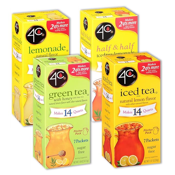 4C Pitcher Packs Green Tea 8 Pack Makes 14 Quarts Sugar Free Powder Drink Mix Refreshing Water Flavorings Makes 2 Quarts Each Packet