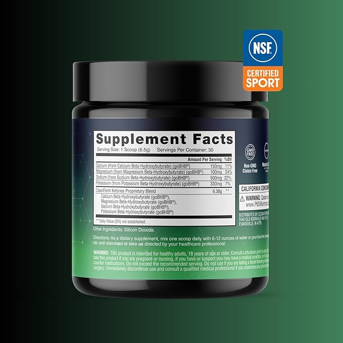 goBHB® Clean Energy Powder | NSF Sport Certified | Cellular Fuel with BHB Salts | Enhances Endurance Mental Clarity Hydration &amp Recovery | No Caffeine or Sugar | Neutral Flavor