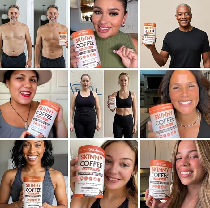 Skinny Coffee Super Boost Weight Loss Coffee Belly Fat Burner for Women &amp Men Sugar-Free Keto Vegan Reduces Bloating Supports Energy &amp Metabolism Appetite &amp Cravings Control (60 Servi