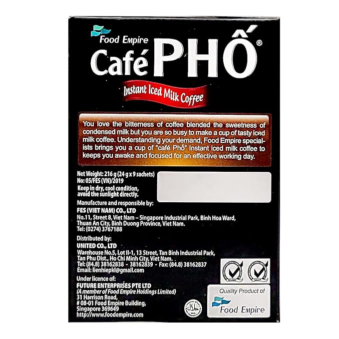 Cafe Pho Vietnamese 3in1 Instant Coffee Mix Iced Milk Coffee Cafe Sua Da Single Serve Coffee Packets Box of 9 Sachets Pack of 3