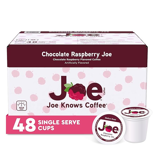 Joe Knows Coffee Single Serve Cups Pods and Capsules Chocolate Raspberry 48 Count