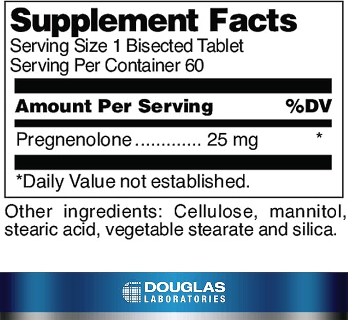 Douglas Laboratories Pregnenolone (25 mg) - For Pancreas Cortisol &amp Liver Support* - Pregnenolone Supplement - Non-GMO - 60 Tablets