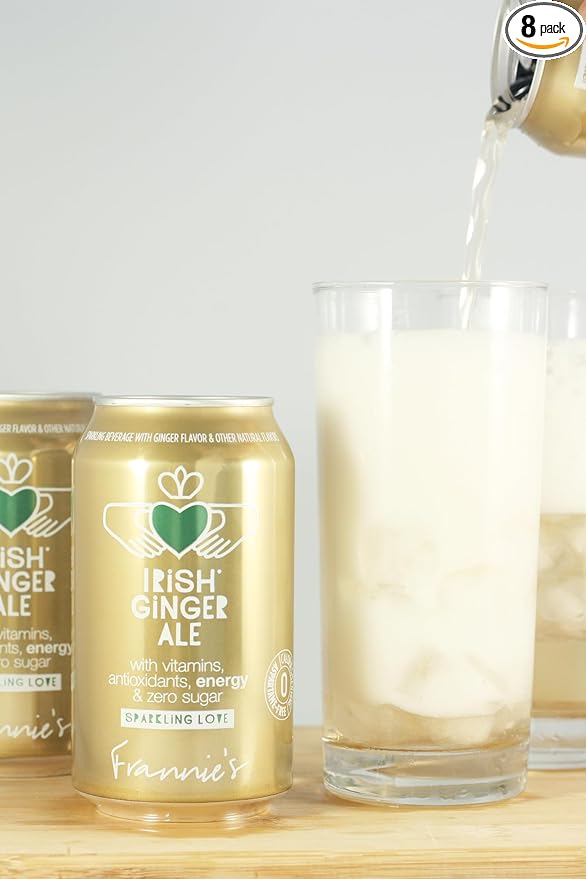 KauffmanTreats Frannie Sparkling Beverage- Zero Calories &amp Sugar Aspertame Free: 8-Ct 12 Oz. Cans (Irish Ginger Ale)