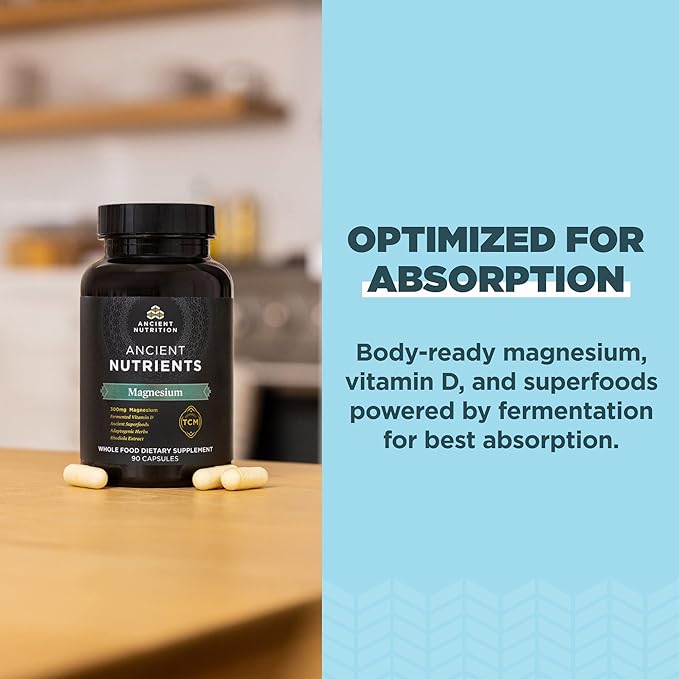 Ancient Nutrition Multi Collagen Protein Powder Unflavored 40 Servings + Magnesium Capsules 90 Count