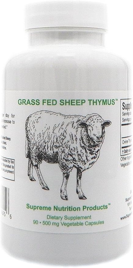 Supreme Nutrition Sheep Thymus - 100% Grass Fed and Finished in New Zealand 90 Capsules of Pure Ovine Thymus