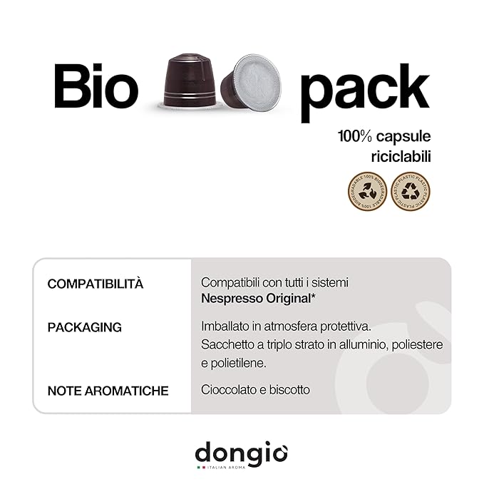 Dongiò Caffè Espresso Napoli - 50 Nespresso Original Compatible Capsules Dark Roast Coffee (Intensity 9/10) - Roasted and Blended In Italy