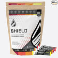 SHIELD Electrolyte Powder Sticks Singles | Real Fruit Flavors | Performance Hydration | All-natural | Exercise Drink | No Caffeine | On the Go Drink (Case of 100)