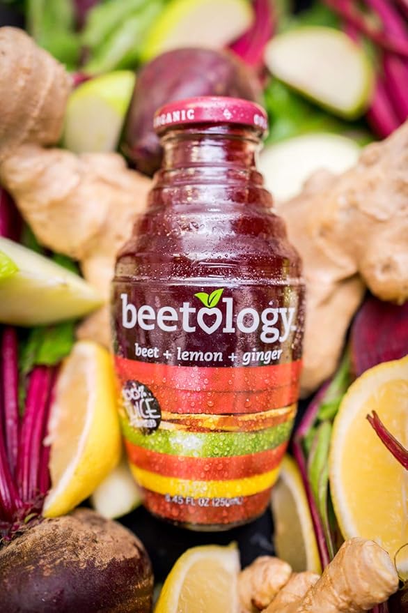 Beetology Organic Beet Juice 8.45oz Variety Pack 2 bottles each of: Beet + Veggie Beet + Lemon Ginger Beet + Cherry (6 Pack) Wonder Beet Juices | Organic Vegan Gluten Free Kosher and Awesome!