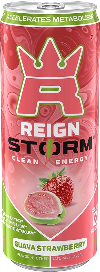 REIGN Storm Guava Strawberry Fitness &amp Wellness Energy Drink 12 Fl Oz | Pack of 12