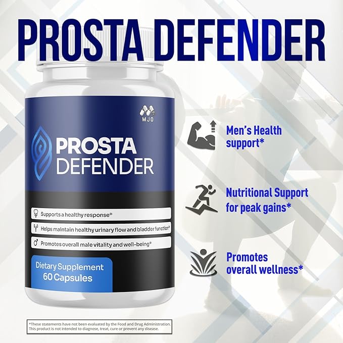 Prosta Defender Capsules Official Prostadefender Pills with All Natural Ingredients Advanced Overall Health and Wellness Supplement Natural Maximum Strength Healthy Vitamin Formula (60 Capsules)