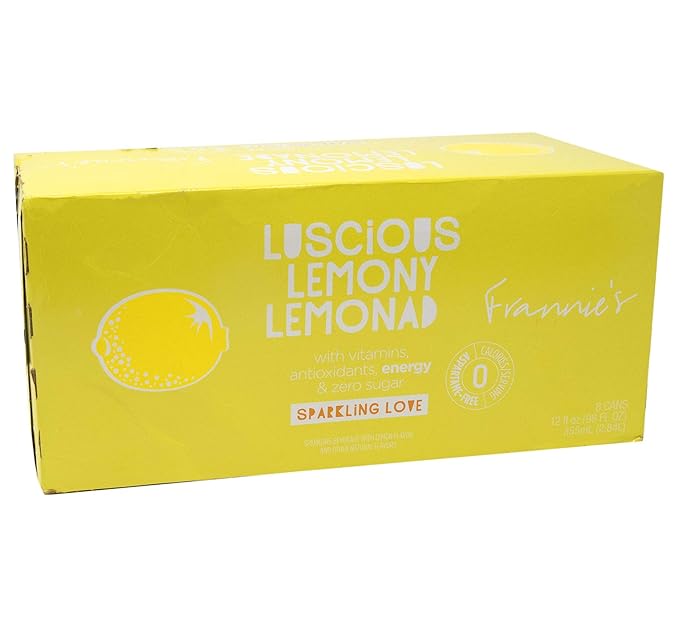 Frannie's Sparkling Beverage- Zero Calories &amp Sugar Aspertame Free: 8-Pack 12 fl. oz. Cans (Lucious Lemonade)