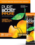 Pureboost Immune Clean Energy Booster Refreshing Energy Drink Mix and Immunity Supplement with Elderberry 1200 mg Vitamin C Vitamins A + D and Zinc. (Tangerine Twist 30 Count)