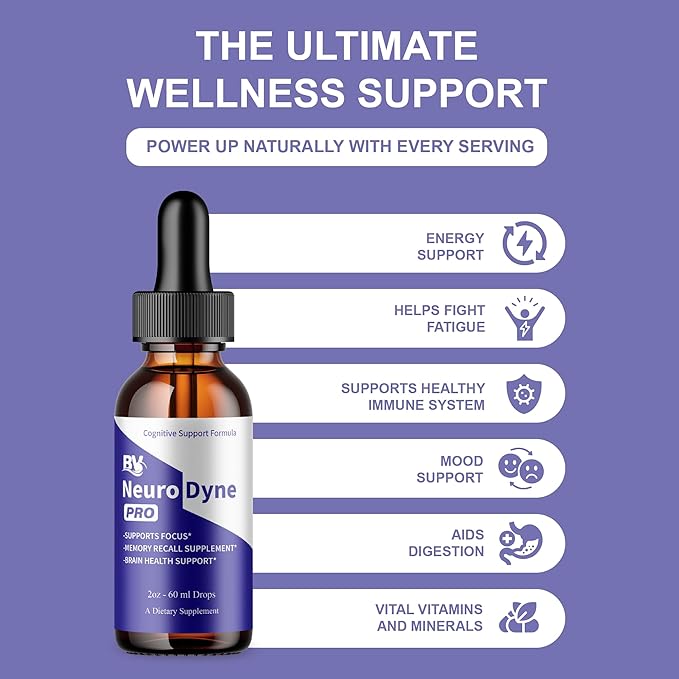 BLUE VIBE NeuroDyne Drops Neuro Dyne Advanced Strength Overall Health &amp Wellness Support Supplement NeuroDyne Premium All Natural Daily Health and Overall Energy Formula (2 Pack - 4oz / 120ml)