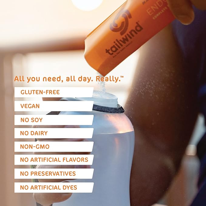 Tailwind Nutrition Endurance Fuel Sports Drink Powder Single Serving with Electrolytes Non-GMO Free of Soy Dairy and Gluten Vegan-Friendly Mandarin Orange Pack of 12