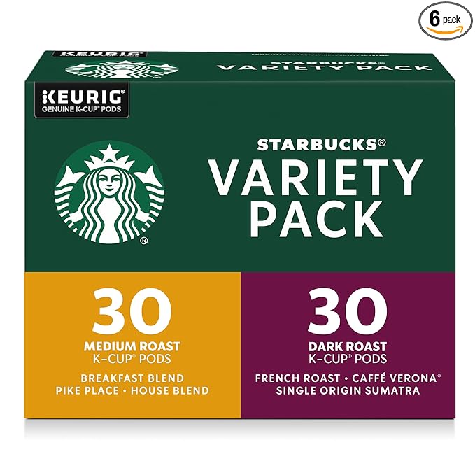 Starbucks K-Cup Coffee Pods Starbucks Blonde Medium and Dark Roast Hot or Iced Coffee Variety Pack 60 Keurig Pods