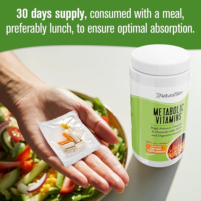 NaturalSlim Metabolic Vitamins - Combination of High Potency Multivitamins Minerals B Complex Msm &amp Digestive Formula Supplements for Men &amp Women - Energy &amp Metabolism Support - 2 Pack