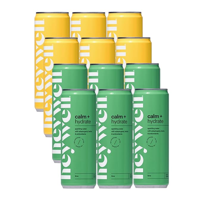 Heywell Sparkling Adaptogenic Drink Hydration Variety Pack 12 Fluid Ounce (Pack of 12) - Organic Non GMO Vegan Gluten Free Dairy Free