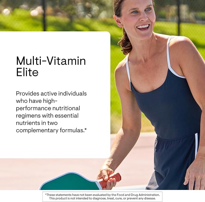 THORNE - Multi-Vitamin Elite - Daily Nutritional Supplement - Two Formulas Support Cellular Energy Production Restful Sleep &amp More* - Third-Party Certified - Gluten Dairy &amp Soy-Free - 180 Ca
