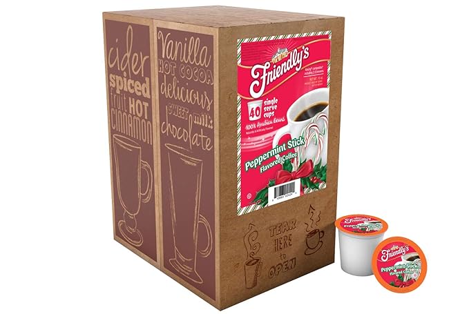 Friendly's Peppermint Flavored Coffee Pods for Keurig K Cup Brewers Peppermint Stick 40 Count (Pack of 1)