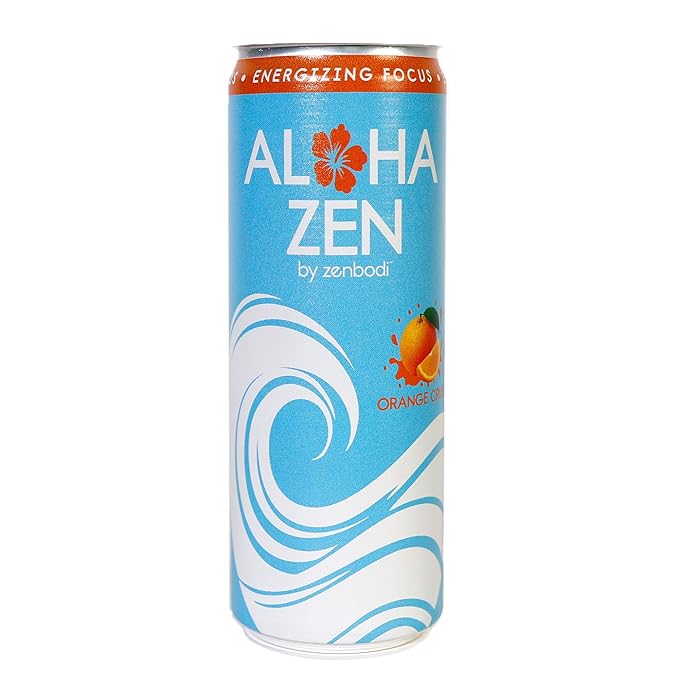 Zenbodi Aloha Zen Orange Crush - AWAKEN Functional Beverage - 12 Pack Energy Drink Zero Sugar Energy Drinks with L-Alpha GPC Caffeine and L-Theanine