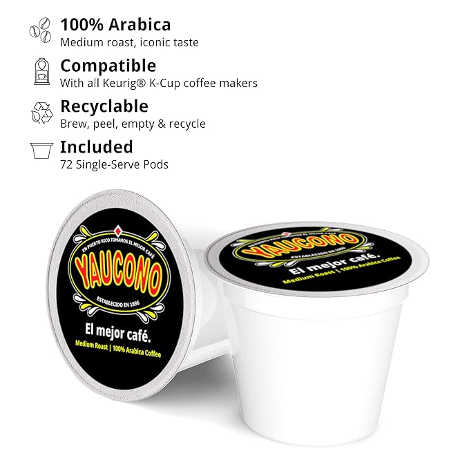 Yaucono Ground Medium Roast Arabica Coffee Single-Serve Pod 1 Count
