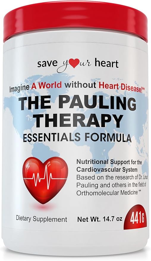 Cardio Heart Health Powder Supplement - The Pauling Therapy Essentials Formula (PTEF) Healthy Vitamin C B-12 L-Lysine L-Arginine Magnesium Zinc + Vitamins Minerals &amp Antioxidants