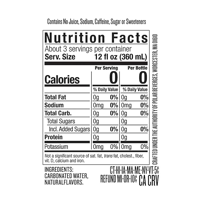 Polar Beverages Seltzer Lemon 33.8 Fluid Ounce (Pack of 12)