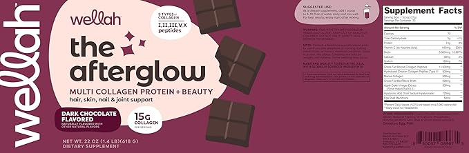 Wellah The Afterglow Multi Collagen Protein + Beauty (Dark Chocolate Flavored) 30 Servings