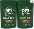 Rex Organic Fairtrade Natural Decaf Freeze-Dried Instant Coffee – Naturally Decaffeinated Arabica 7.05 oz (Pack of 2) Resealable Pouch Bag – Lab Tested for Mold &amp Mycotoxins