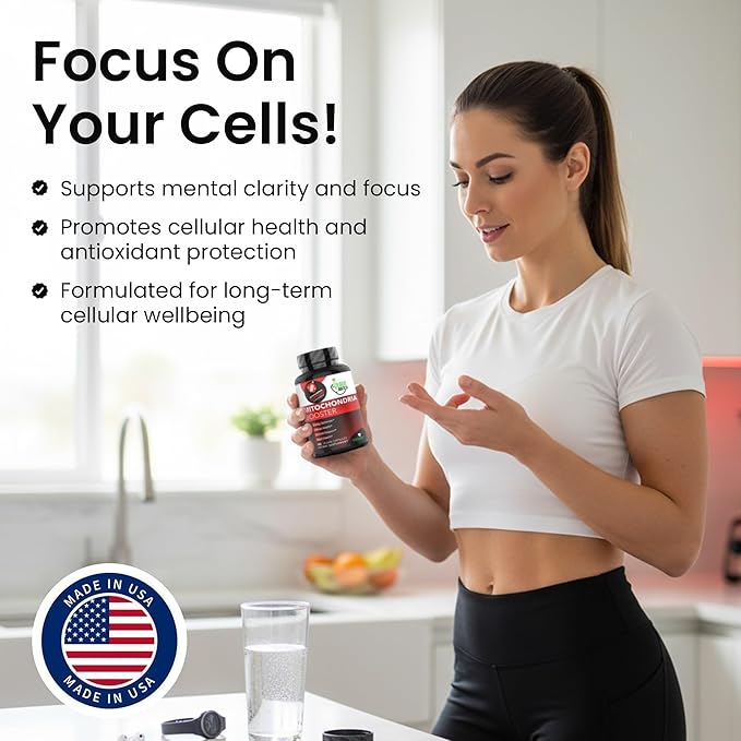 Vegan Mitochondrial Support – Advanced Cellular Wellness &amp Natural Energy Formula with CoQ10 PQQ Acetyl-L-Carnitine Alpha-Lipoic Acid Magnesium BioPerine® - Daily Support (60 Capsules)