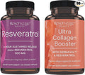 Reserveage Beauty Resveratrol 500 mg Antioxidant Supplement for Heart and Cellular Health 30 Caps &amp Ultra Collagen Booster Skin Supplement Supports Healthy Collagen Production 90 Caps