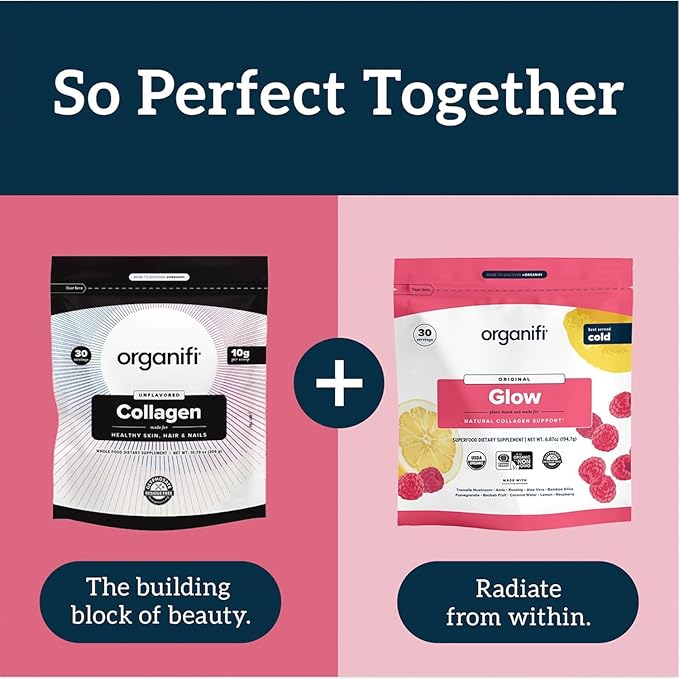 Organifi Collagen Powder - Fuller Hair Stronger Nails and Radiant Skin - Replenish and Rebuild Your Body - Gluten-Free Dairy-Free and Soy-Free Hydrolyzed Multi Collagen Peptides 30 Servings