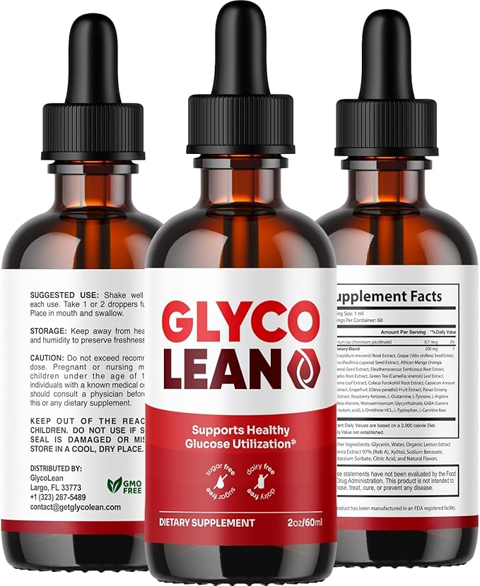 (5 Pack) Glyco Lean Drops - Official GlycoLean Advanced Liquid Supplement Drop Premium Formula - Maximum Strength All Natural Vitamins Support for Overall Health &amp Wellness 5 Bottles for 5 Month