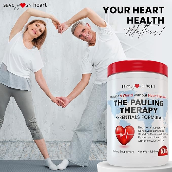 Cardio Heart Health Powder Supplement - The Pauling Therapy Essentials Formula (PTEF) Healthy Vitamin C B-12 L-Lysine L-Arginine Magnesium Zinc + Vitamins Minerals &amp Antioxidants
