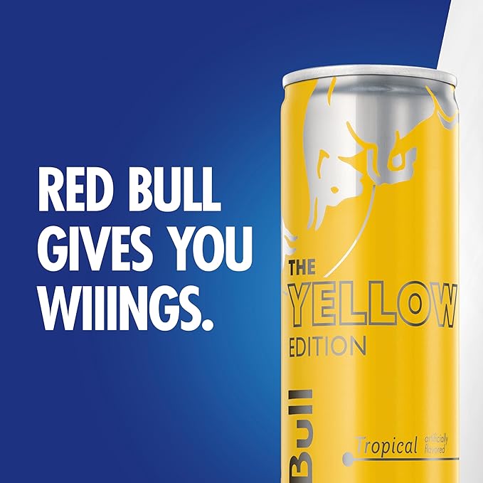 Red Bull Yellow Edition Energy Drink Tropical with 80mg Caffeine plus Taurine &amp B Vitamins 8.4 Fl Oz Pack of 12 Cans
