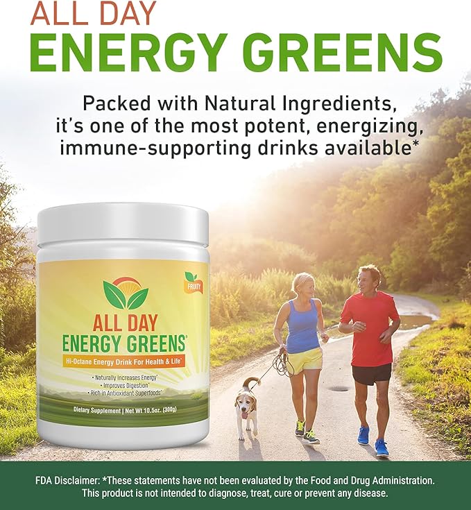IVL - All Day Energy Greens - Supplement Powder Mix Drink Greens Powder Superfood - Super Greens Blend for Optimal NutritionEnergy &amp DigestionSuperfood Boost(Fruity Flavor)