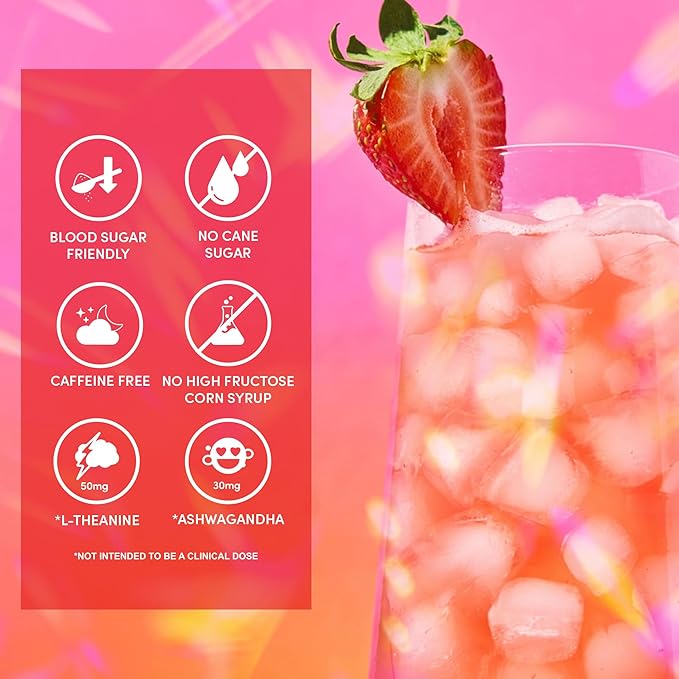 PERFY Caffeine Free Fruit Punch Soda | Made With Real Fruit Juice – Low Sugar Nootropic Drink with L-Theanine + Ashwagandha | Calming Adaptogen Mocktail | Keto + GLP-1 Friendly | Sweetened with Stevia