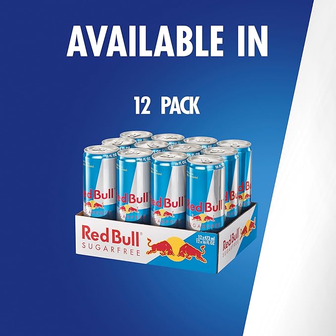 Red Bull Sugar Free Energy Drink with 151mg Caffeine plus Taurine &amp B Vitamins 16 Fl Oz Pack of 12 Cans
