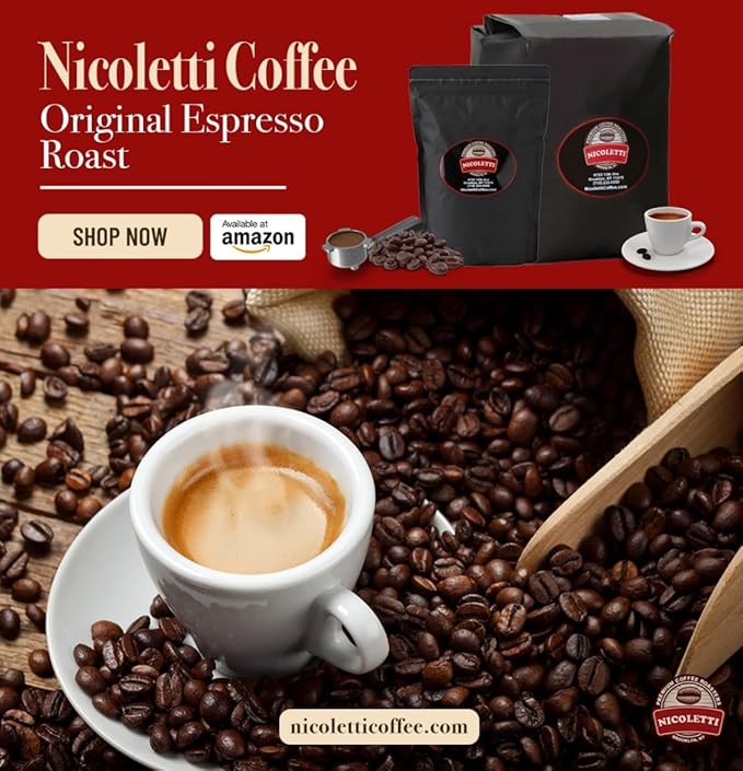 Nicoletti Coffee Espresso Roast Beans 5lb(Made in Brooklyn NY since 1972) Fresh Roasted Espresso beans with Date Stamp.