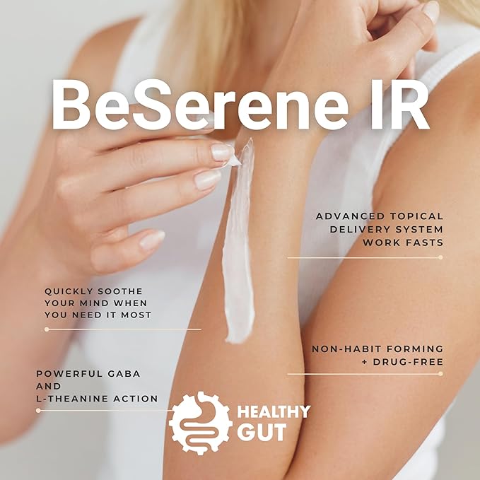 Healthy Gut BeSerene IR | GABA &amp L-Theanine | Instant Relief Topical Cream | 1.9 OZ