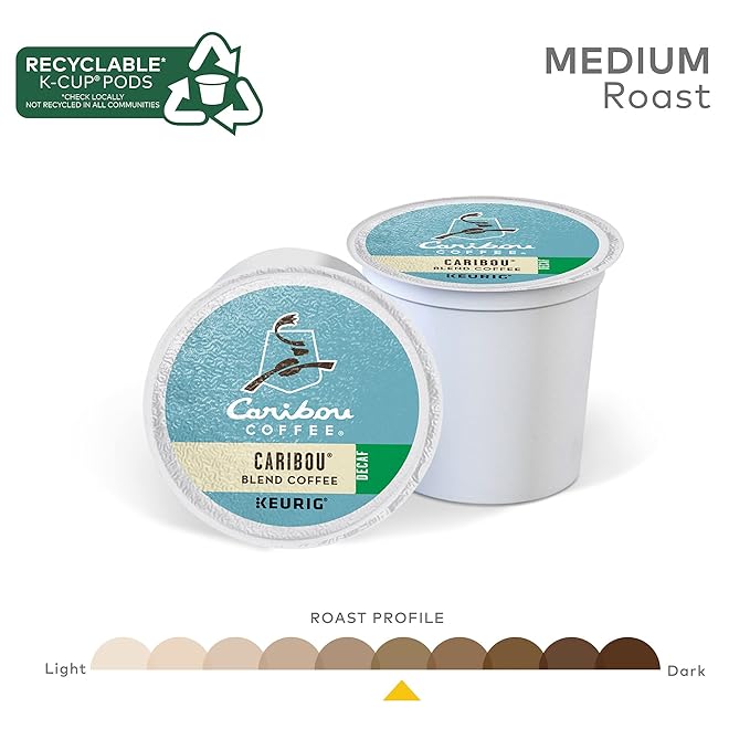 Caribou Coffee Caribou Blend Decaf Keurig Single-Serve K-Cup Pods Medium Roast Coffee 96 Count (Pack of 4)