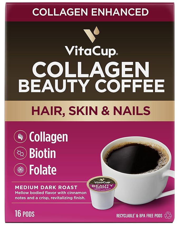 VitaCup Coffee Pod Beauty &amp Genius 32ct. Bundle Vitamin infused Single Serve Pods Compatible with K-Cup Brewers Including Keurig 2.0